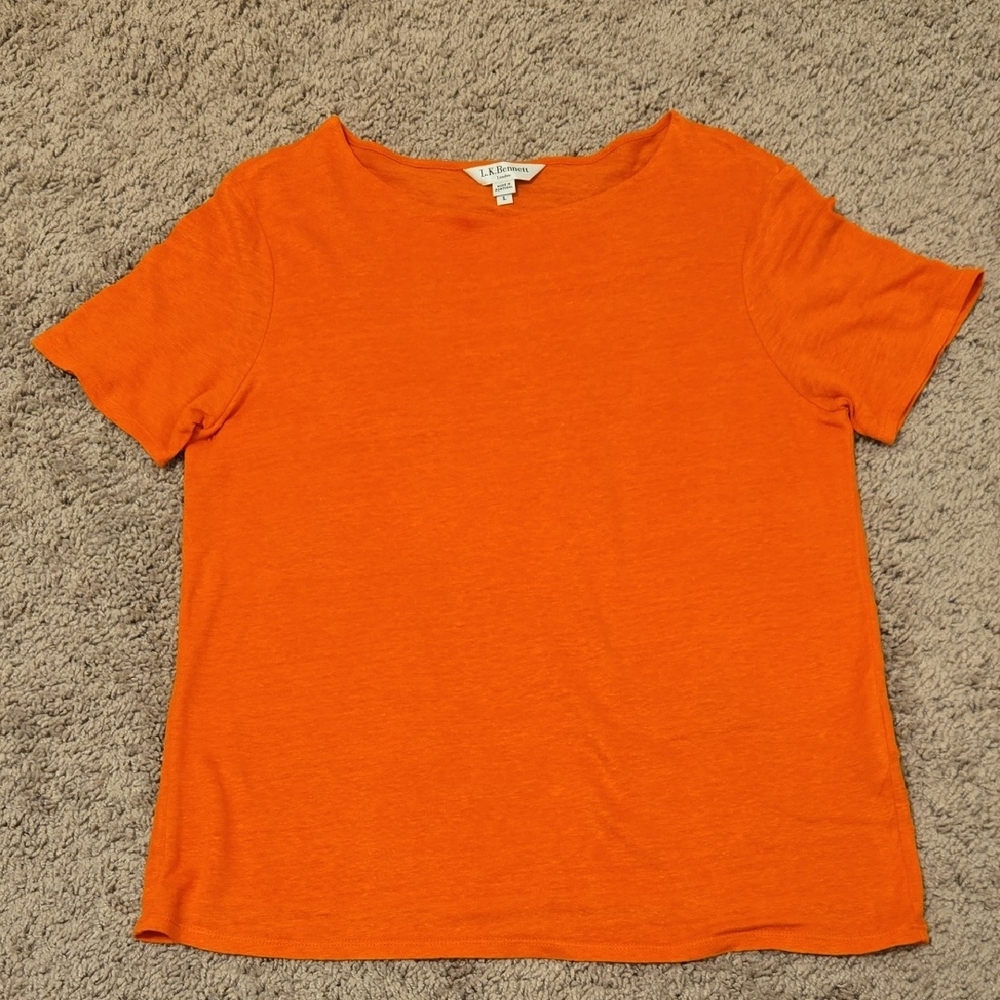 LK Bennett TJ Hula Linen T Shirt In Vermillion